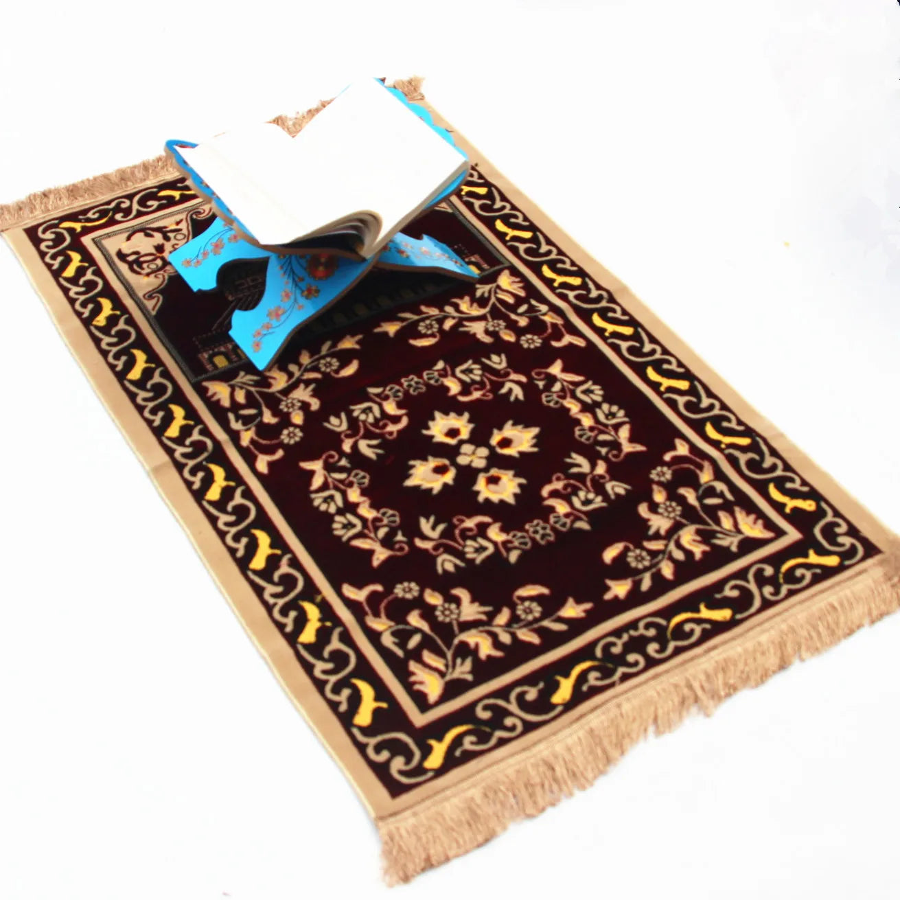 Islamic  Velvet Prayer Rug (650g) | Muslim Prayer Mat Size 110 x 70 cm Thick Plush MatPerfect Ramadan Eid Gift