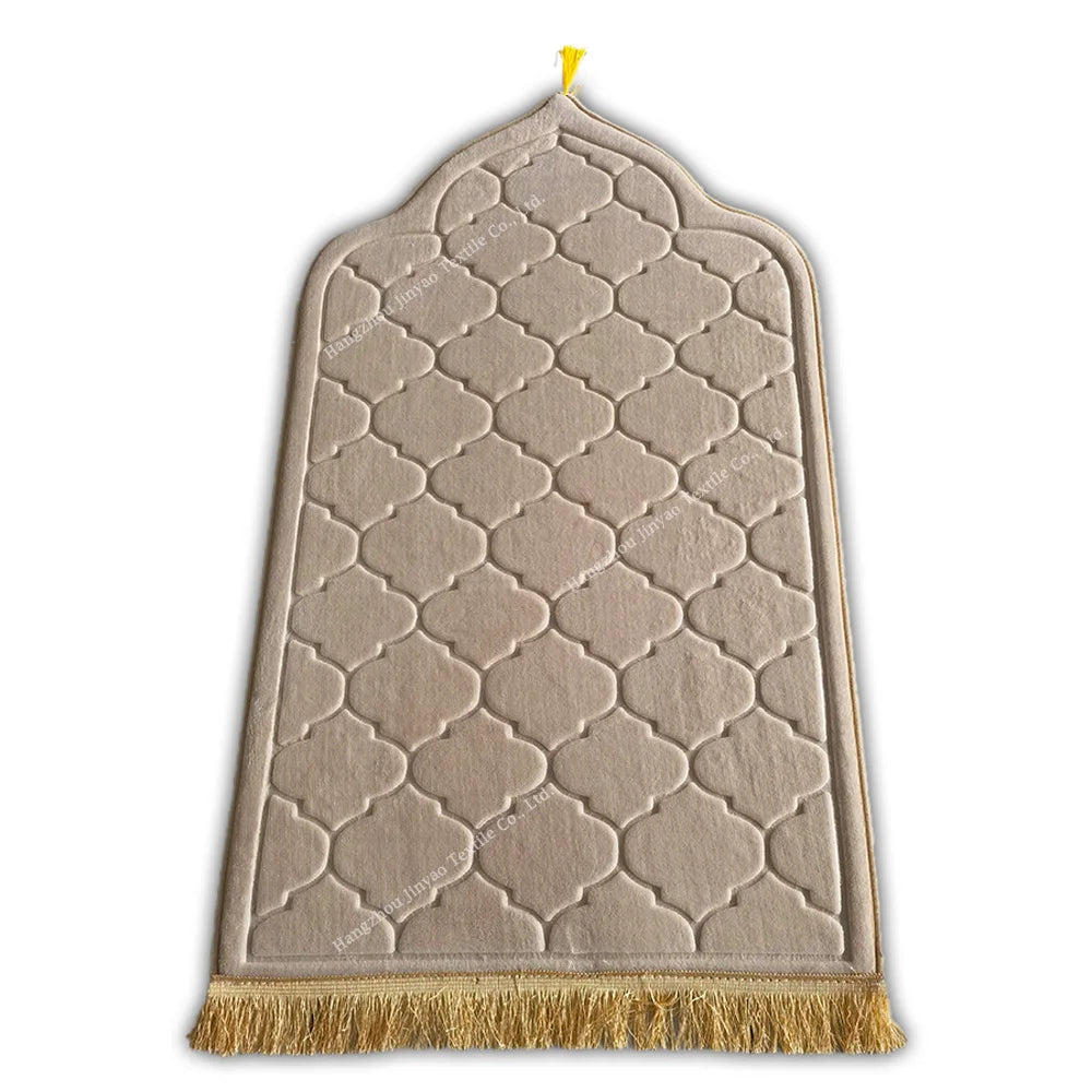 Flannel Prayer Mat For Muslim Ramadan Worship Kneel Blanket Embossing Floor Carpets Anti Slip Soft Portable Travel Prayer Rug