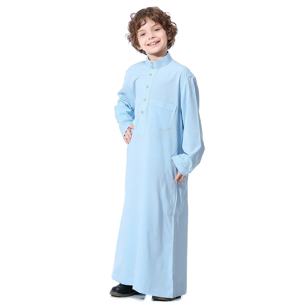 Muslim Saudi Arab Boys Robe Kids Abaya Kaftan Prayer Islam Ramadan Clothing Long Sleeve Thobe Middle East Teenage Dress Dubai