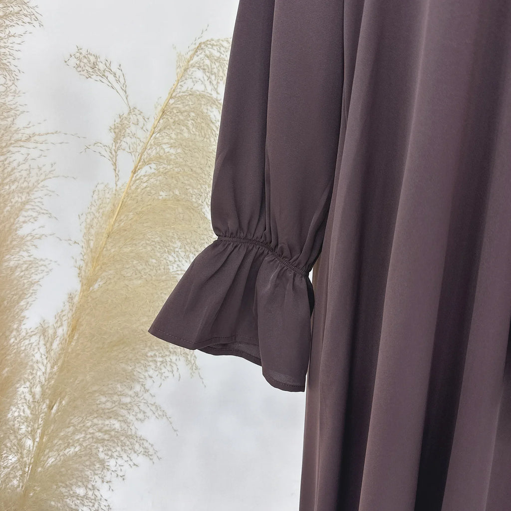 Eid Abaya with Integrated Hijab Scarf Zipper Front Islamic Jilbab One Piece Muslim Women Dress Prayer Clothes Dubai Ramadan