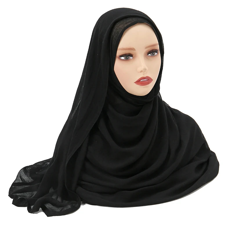 Rayon Viscose Muslim Woman Hijab Cotton Plain Musulman Scarves Solid Islamic Shawls and Wraps Soft Women's Turban Headband Veil