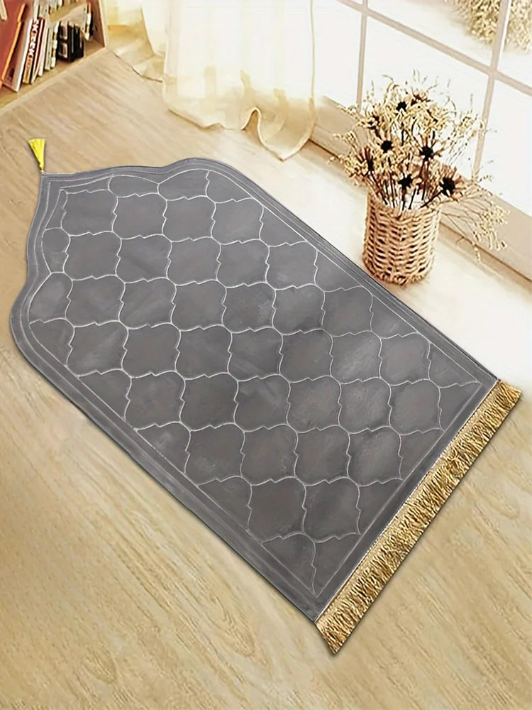 Thickened Printed Prayer Mat Plush With Tassel Flannel Irregular Prayer Mat