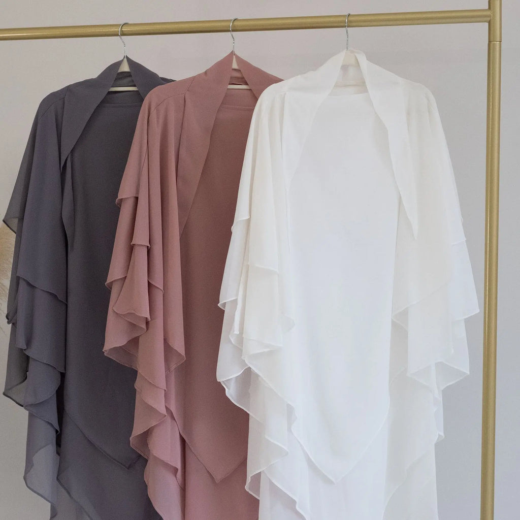 Long Khimar Women Muslim Hijab Prayer Eid 3 Layers Chiffon 2025 Hijabs Headscarf Shawl Veil Long Three-Layer Djellaba Niqab