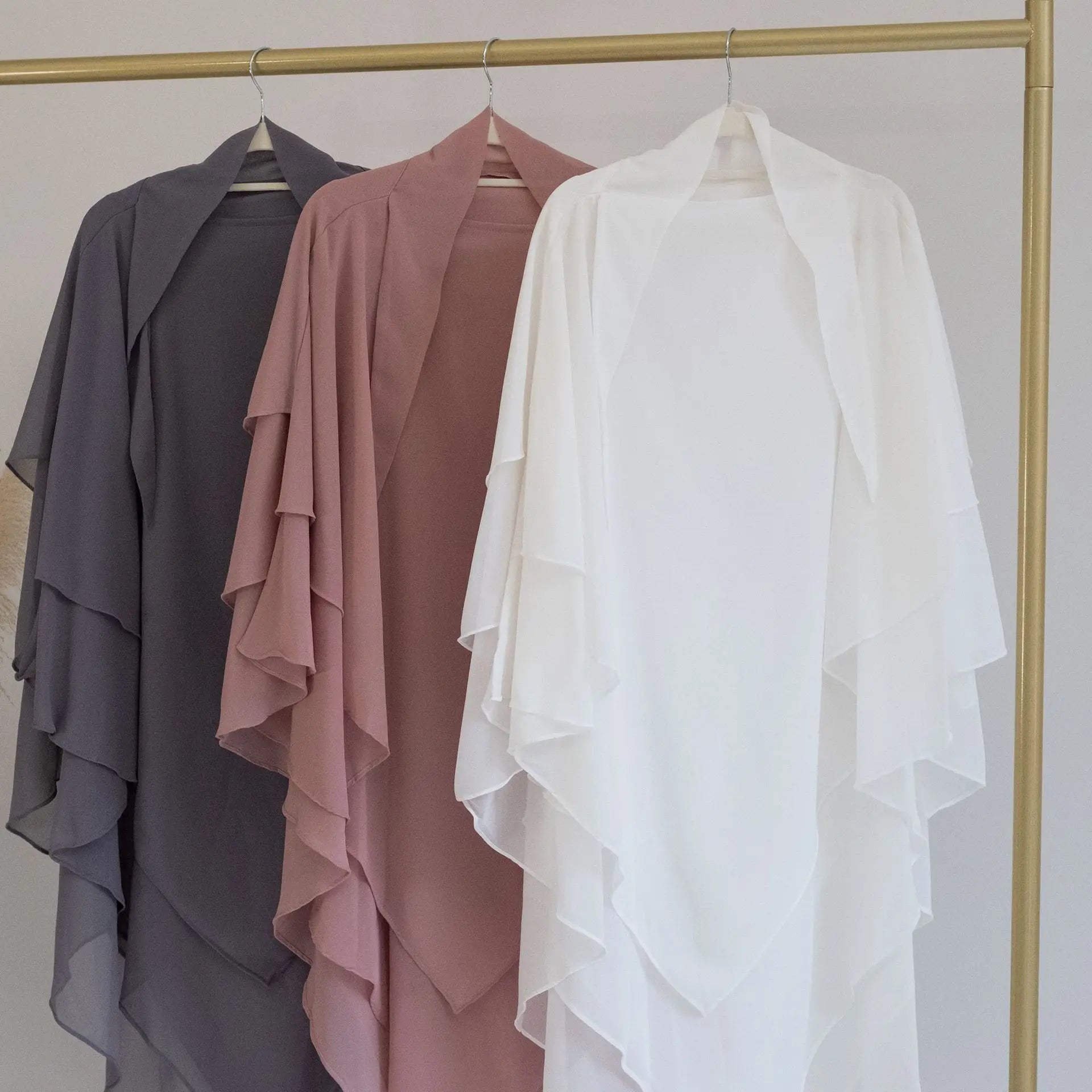 Long Khimar Women Muslim Hijab Prayer Eid 3 Layers Chiffon 2025 Hijabs Headscarf Shawl Veil Long Three-Layer Djellaba Niqab