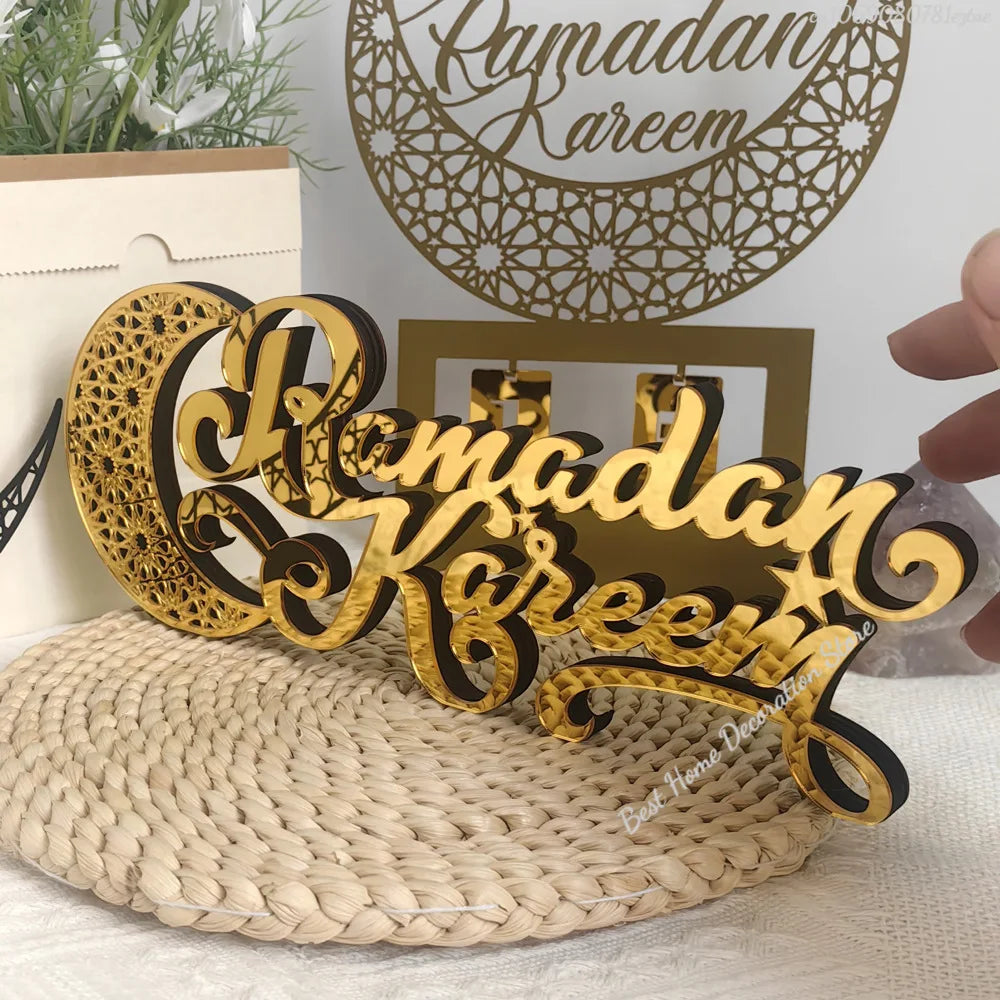 Ramadan Bismillah Acrylic Wooden Ornament Eid Mubarak Home Decoration Islamic Muslim Party Supplies Alhamdulillah Mashallah 2025