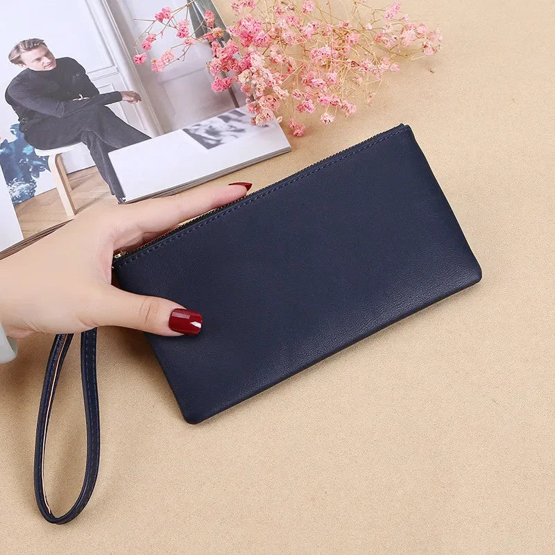 Women Wallet Female Purse Soft Leather Long Coin Purse Card Holder Money Clutch Large Capacity Vintage Zipper Slim Wallet