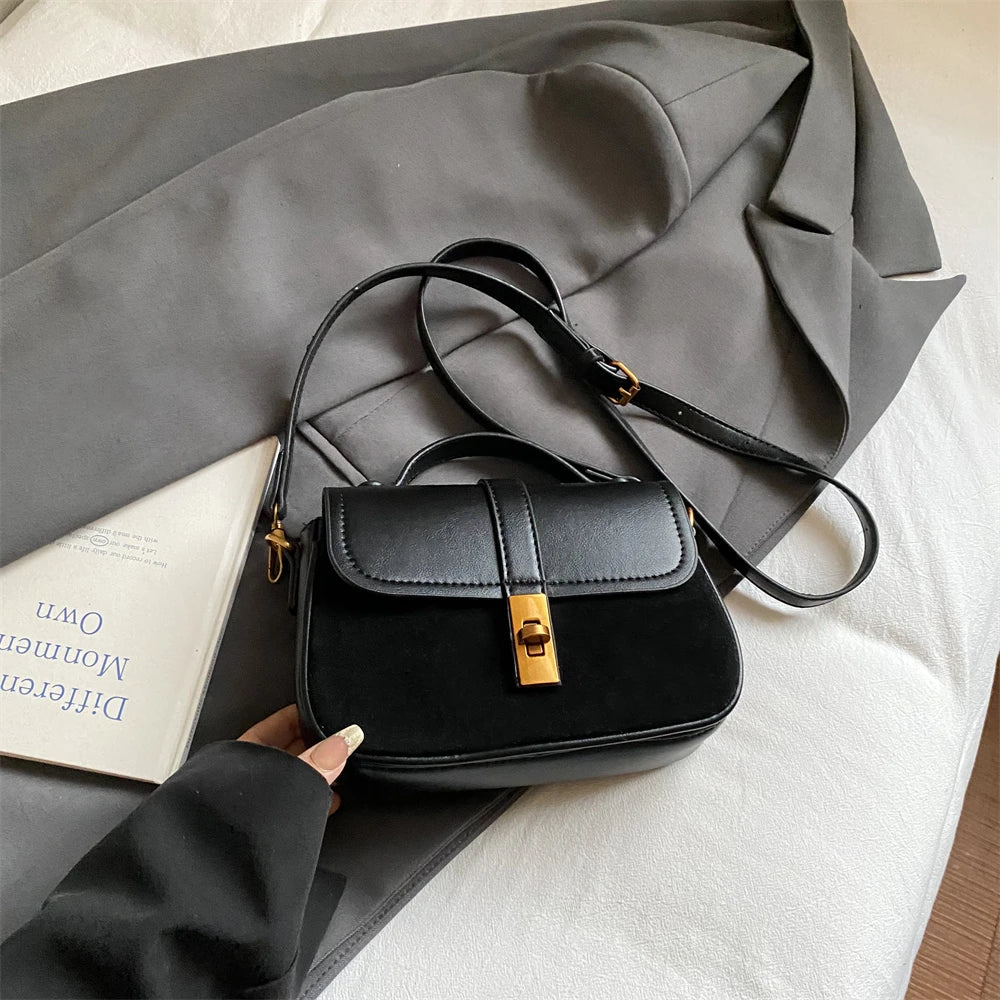 Branded Mini Square Flap Cross Body Bags For Women Luxury Designer Purses And Handbags PU Suede Shoulder Saddle Bag