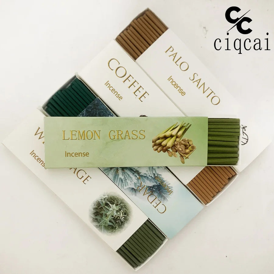 High-Quality, Handmade, Thick Incense Sticks, 12cm / 4.72inch Natural Incense Sticks, 35 Sticks/Box, Composed of Five Flavors Including Lemongrass, Peruvian Sacred Wood, Coffee, Cedar, White Sage, Etc., Rich an