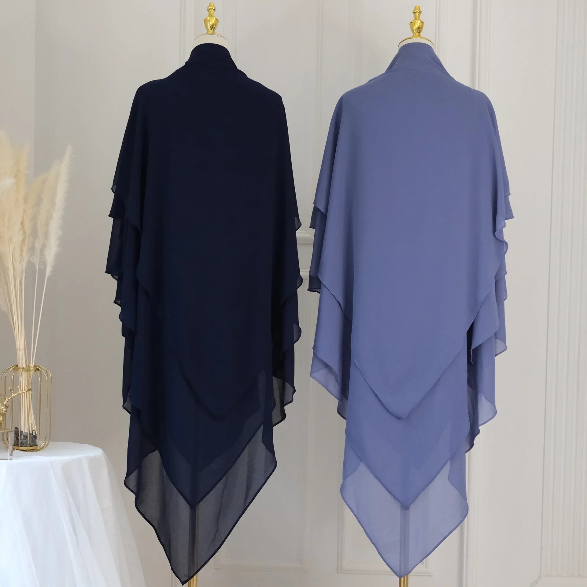 Long Khimar Women Muslim Hijab Prayer Eid 3 Layers Chiffon 2025 Hijabs Headscarf Shawl Veil Long Three-Layer Djellaba Niqab