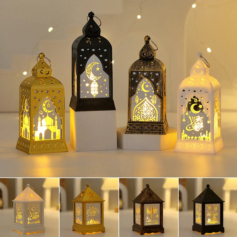 Creative Eid Mubarak Candle Lamp Ramadan Crescent Moon and Star Night Light Islamic Muslim Party Decor Eid Party Supplies