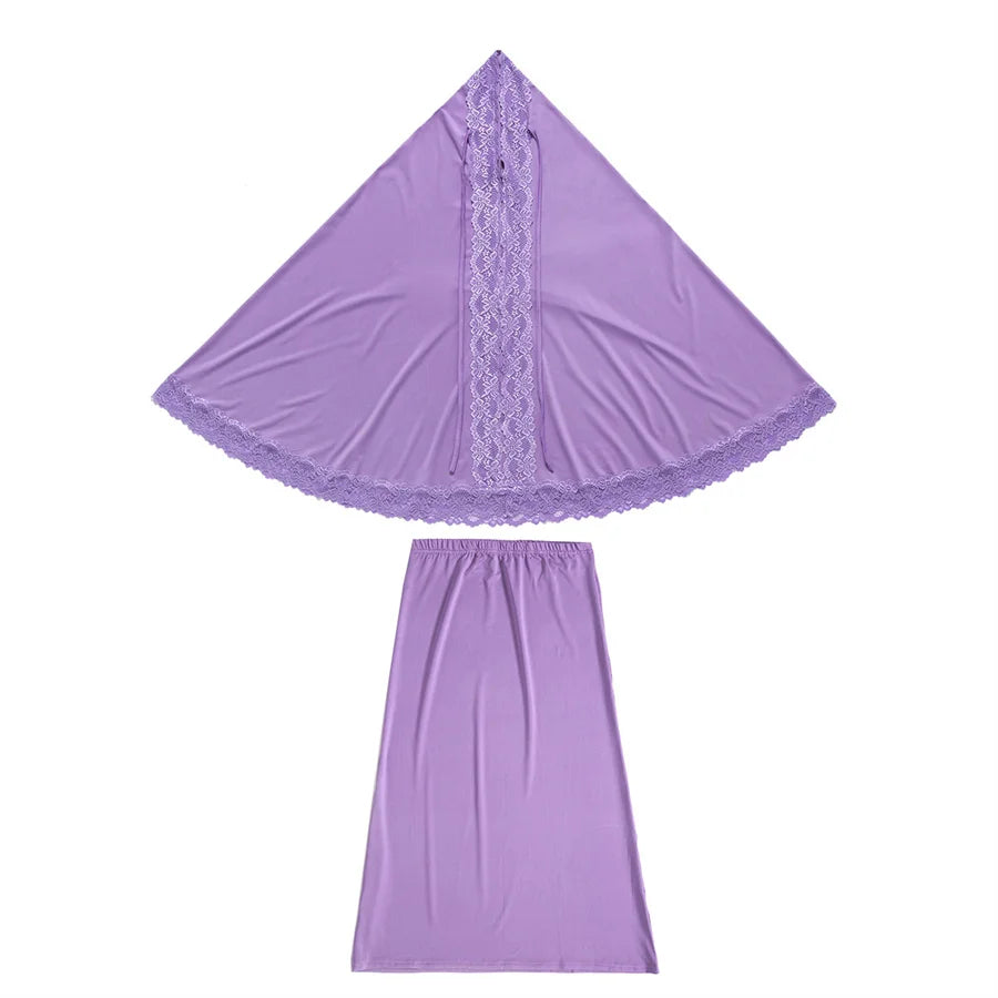 Ramadan Eid Kaftan Girls Khimar Abaya Set Kids Dubai Turkey 2 Piece Hijab Muslim Dress Islam Khimar Skirt Robe Prayer Clothes