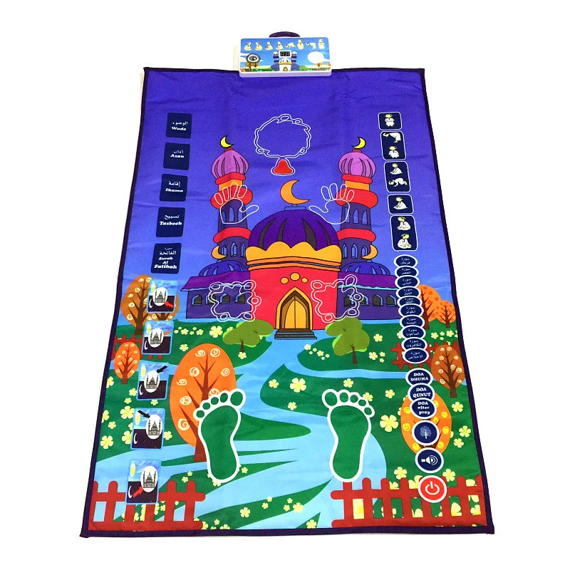 Talking Prayer Mat Educational Interactive Rug Salah Muslim Kids Gift Islam Electronic Worship Blanket Compass Islamic Carpet