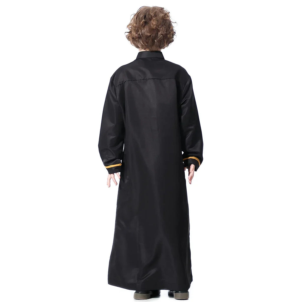 Muslim Saudi Arab Boys Robe Kids Abaya Kaftan Prayer Islam Ramadan Clothing Long Sleeve Thobe Middle East Teenage Dress Dubai