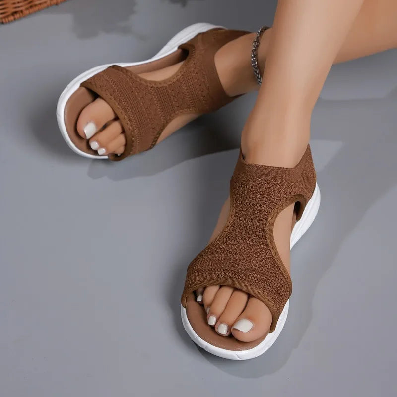 Women's Shoes Summer Comfortable Casual Sports Sandals Women's Beach Wedge Sandals Women's Mesh Knitted Roman Sandals