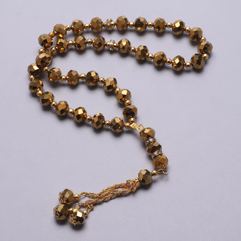 10mm 33pcs Crystal Glass Round Beads Turkish Style Muslim Rosary Islamic Prayer Bead Bracelet For Women Jewelry Accessories Gift