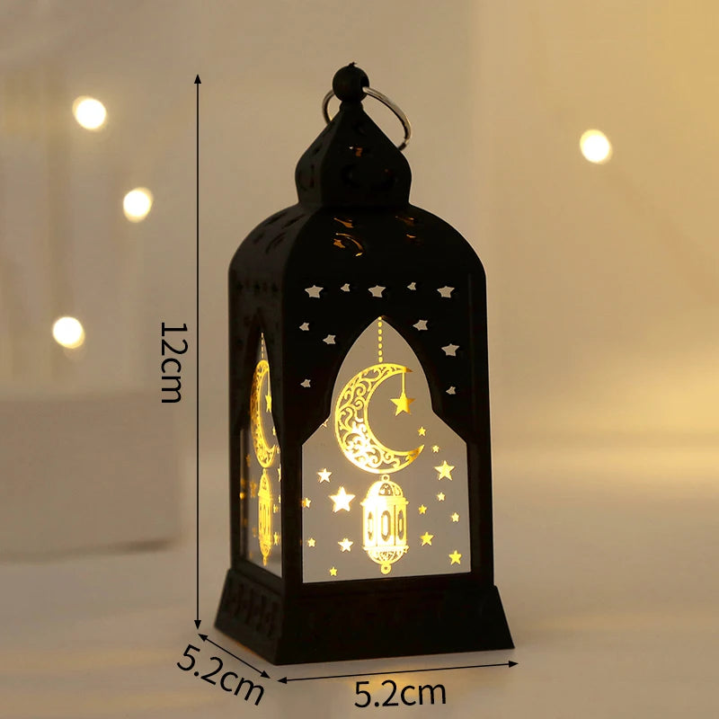 Creative Eid Mubarak Candle Lamp Ramadan Crescent Moon and Star Night Light Islamic Muslim Party Decor Eid Party Supplies