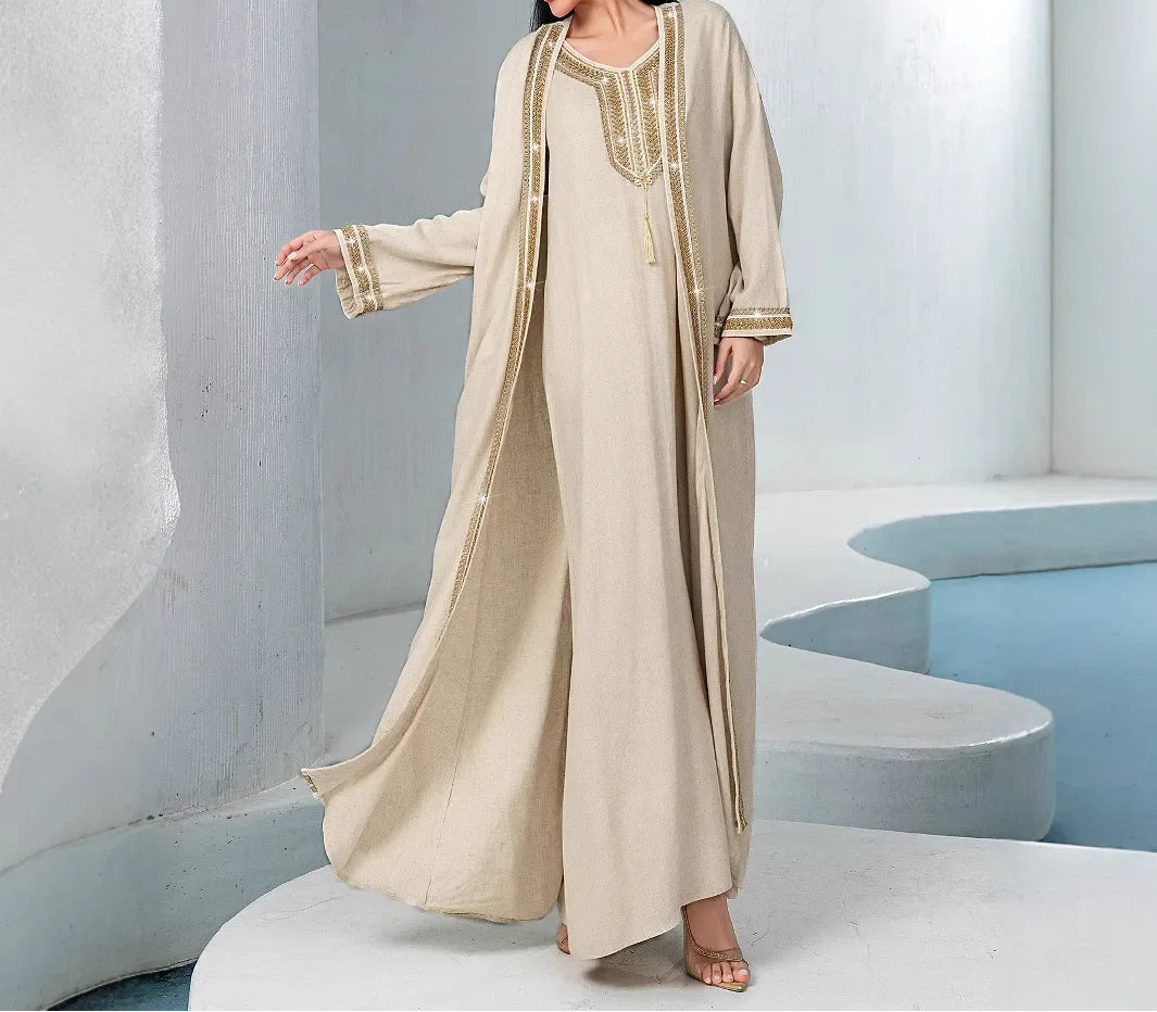Eid Dress for Women Abaya 2 Piece Set Diamond Party Long Dresses Muslim Caftan Robe Jalabiya Ramadan Kaftan 2026 Vestidos Largos