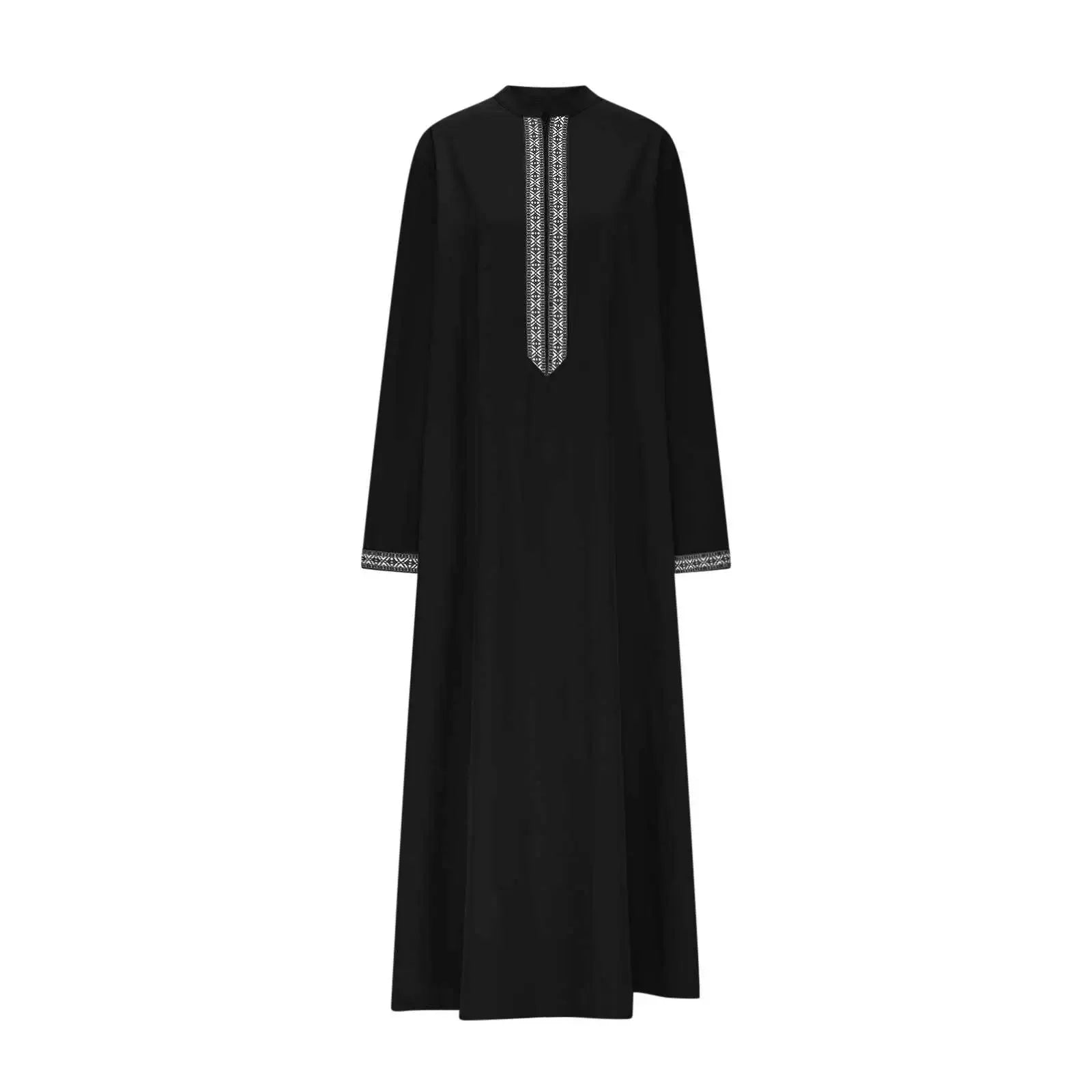 Men's Muslim Long Robe Zipper Collar Arabic Style Simple Cross-Border Long Coat Jacket Casual Wardrobe Essential
