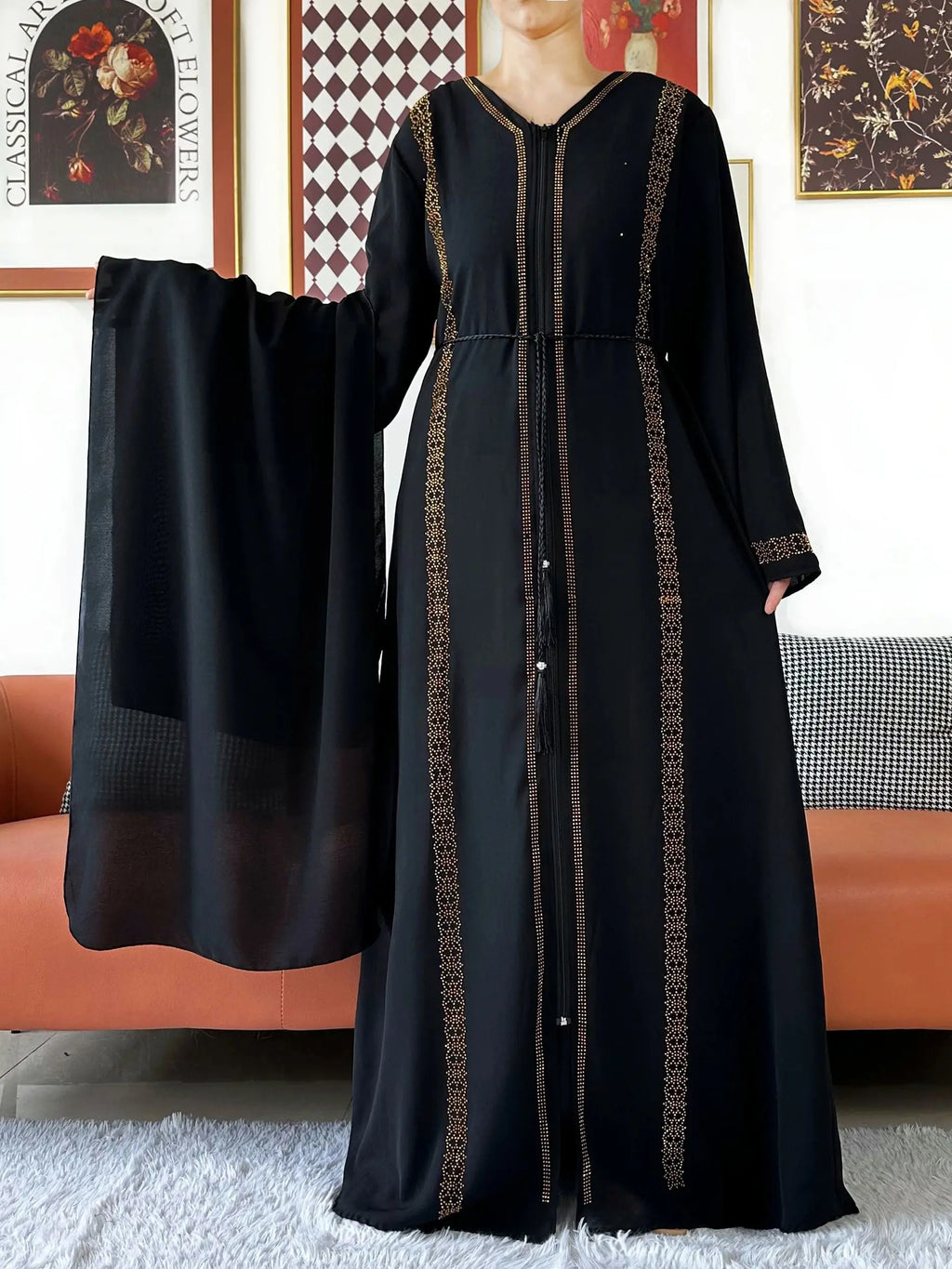 New Elegant Women Abaya Long Sleeve Chiffon Loose Open Abaya Muslim Islamic Clothing Cardigan Style Muslim Fashion Dresses