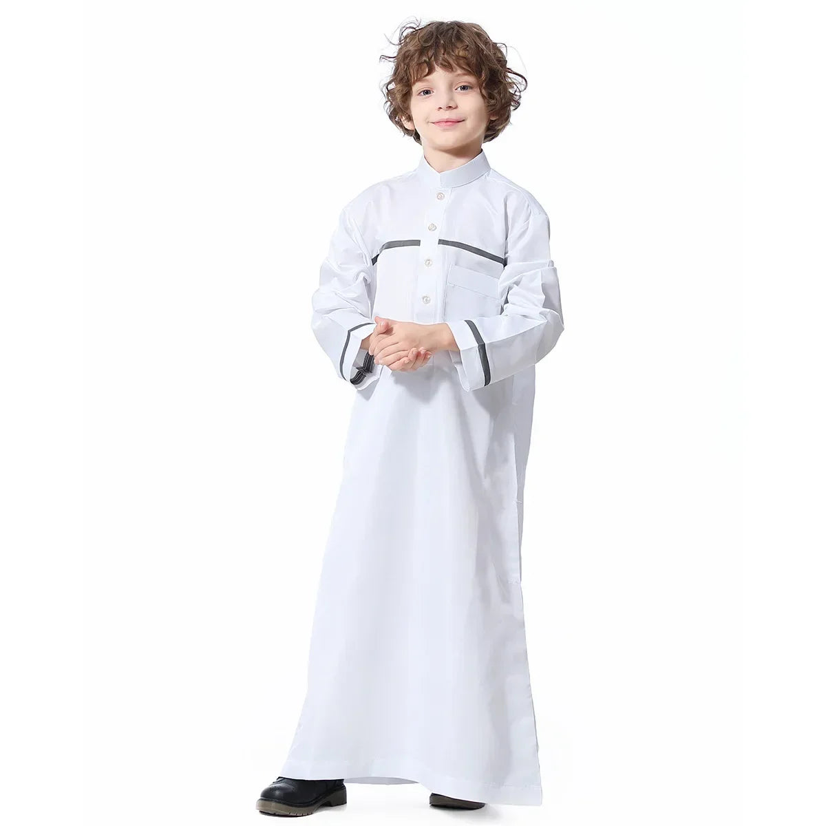 Muslim Saudi Arab Boys Robe Kids Abaya Kaftan Prayer Islam Ramadan Clothing Long Sleeve Thobe Middle East Teenage Dress Dubai