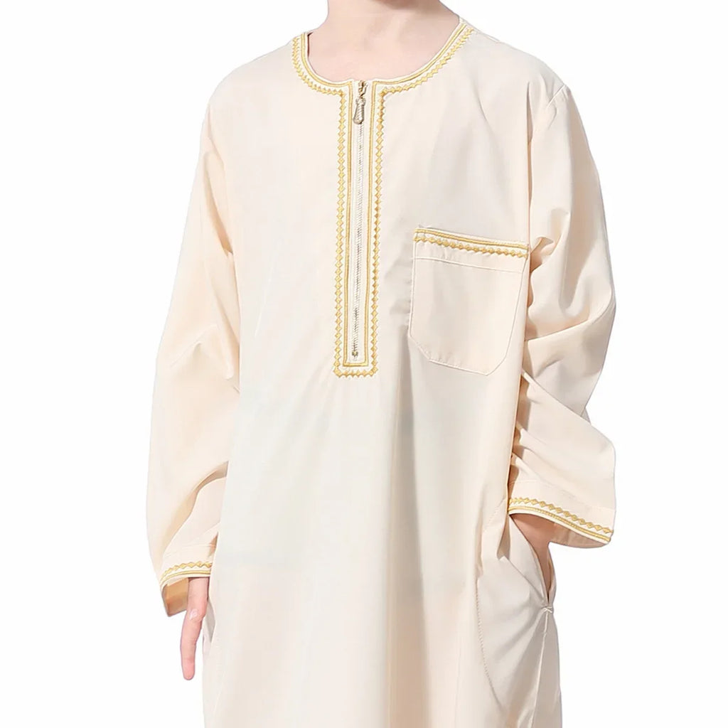 Muslim Saudi Arab Boys Robe Kids Abaya Kaftan Prayer Islam Ramadan Clothing Long Sleeve Thobe Middle East Teenage Dress Dubai