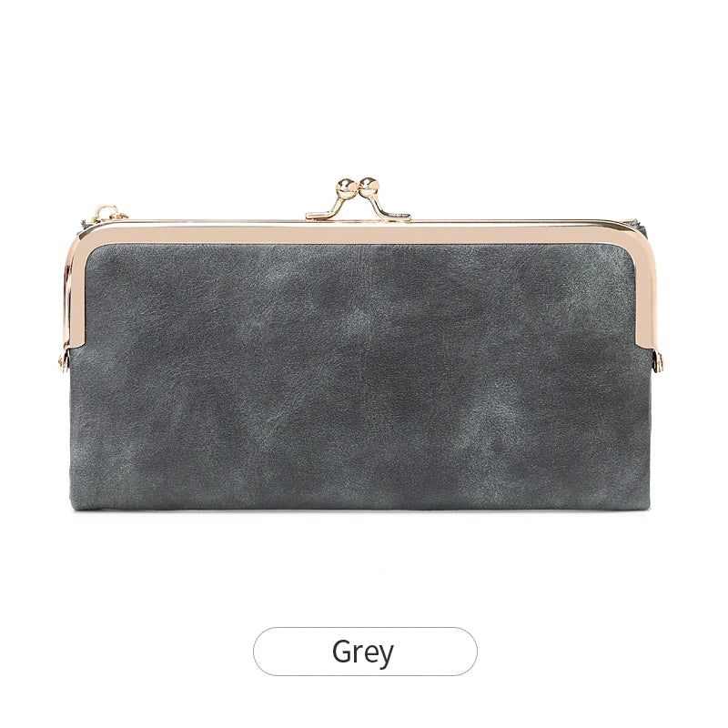 Solid Color Multi Functional Long Wallet, Vintage Clutch Coin Purse, Women's Card Holder Zipper Wallet