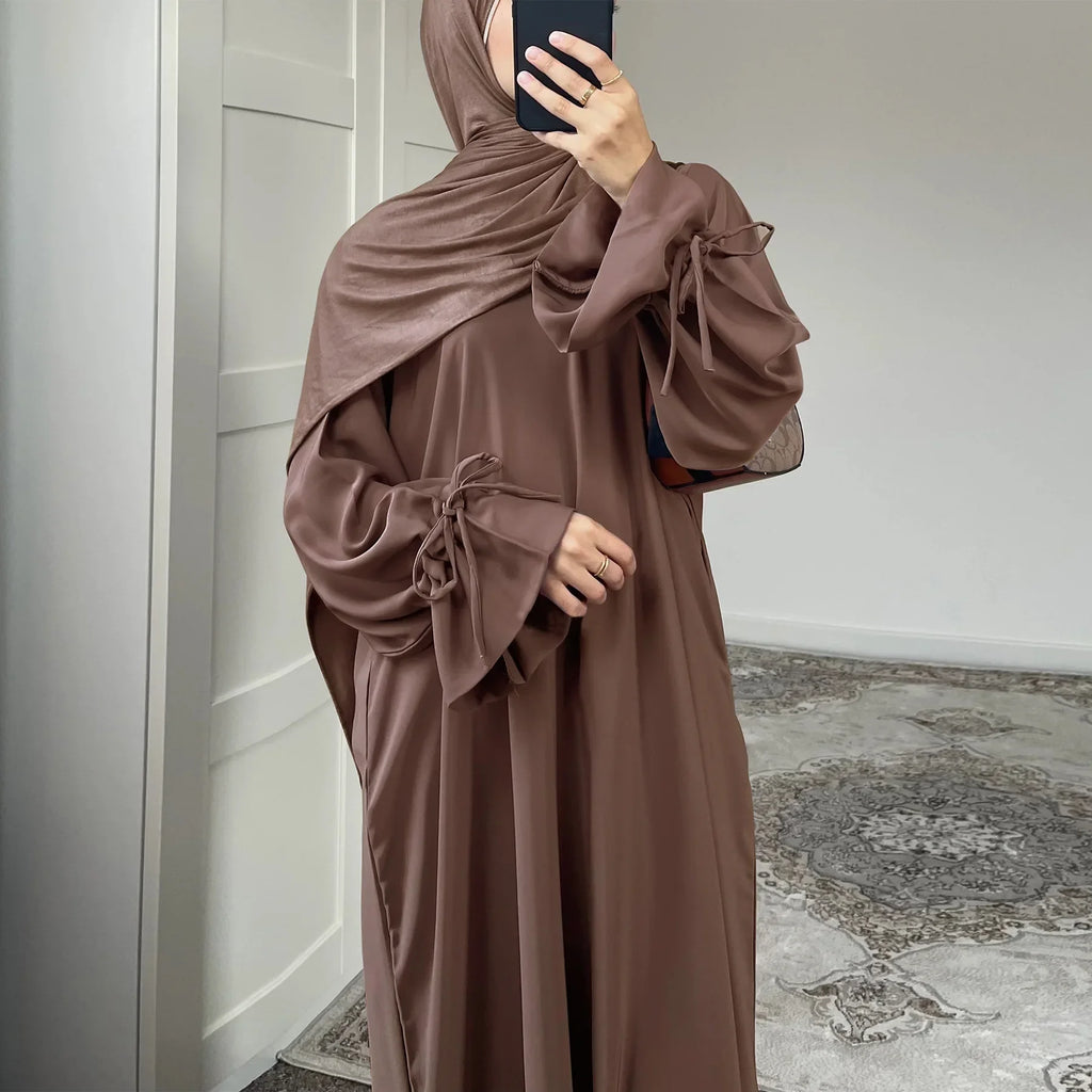 Eid Muslim Dress for Women Abaya Bow Jalabiya Ramadan Lace Up Vestidos Largos Islam Arab Long Robe Morocco Dubai Kaftan 2026