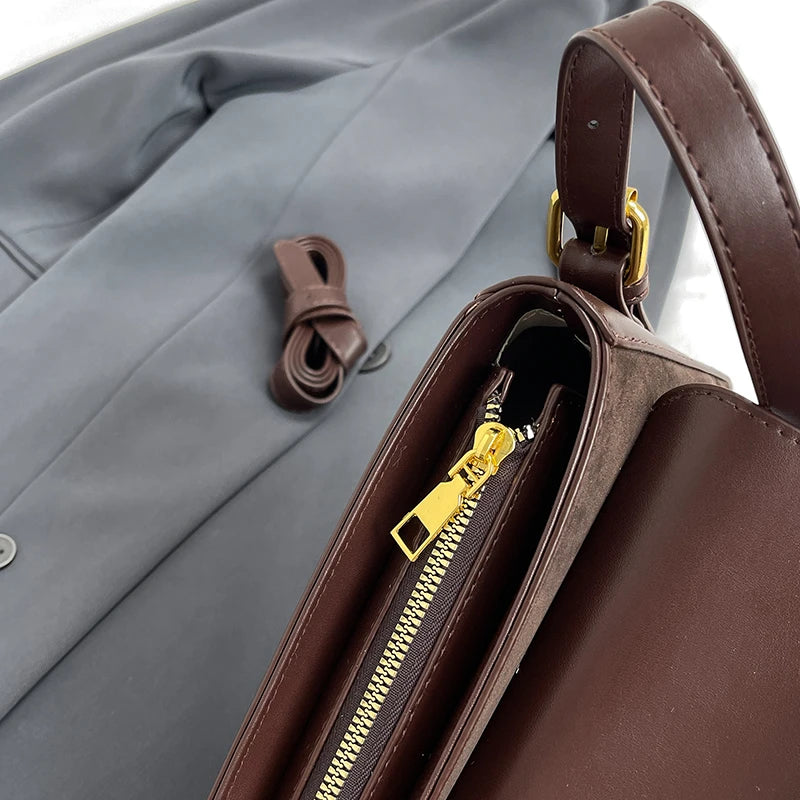 Solid Color Striped Flannel Women Crossbody Bag Quiet Luxury Designer Bag Fashionable Elegant PU Leather Shoulder Bags for Women