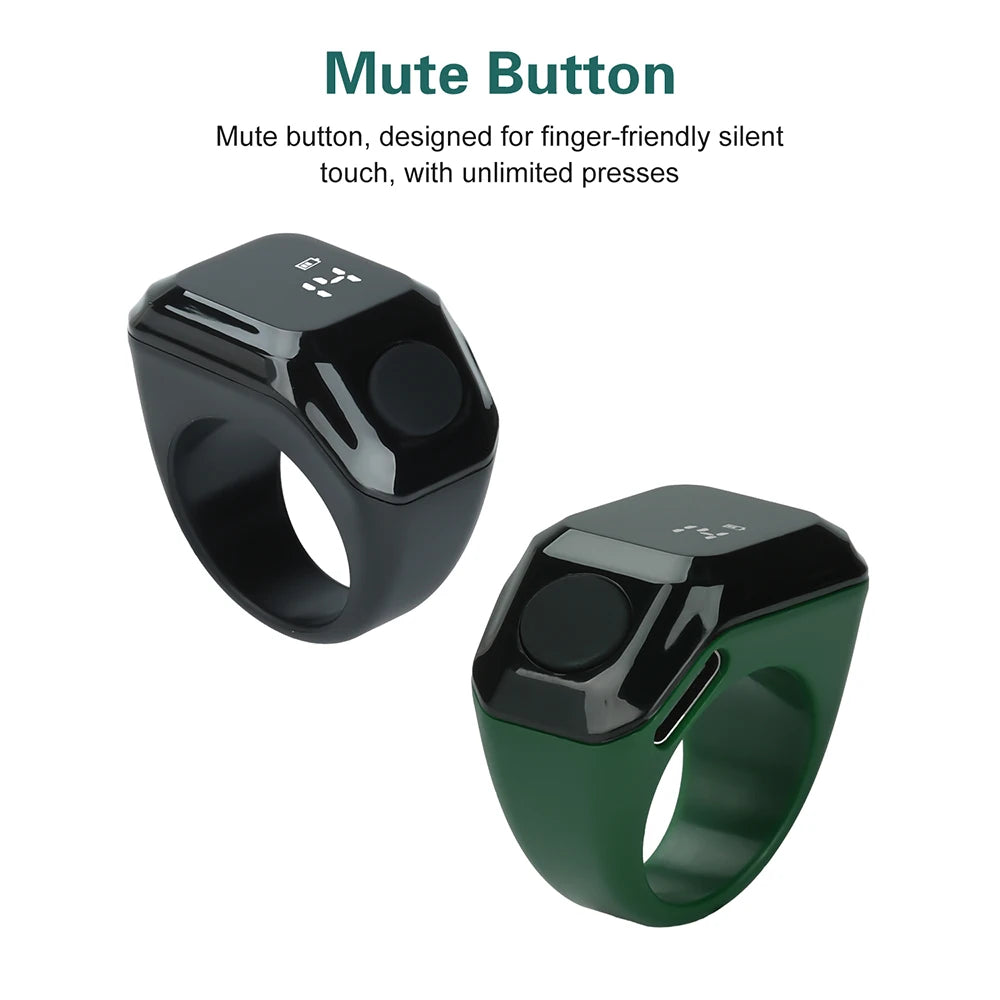 Smart Ring Counter Bluetooth APP Control OLED Display Silent Touch Type-C Rechargeable Muslims Zikr Ring Prayer Finger Counter