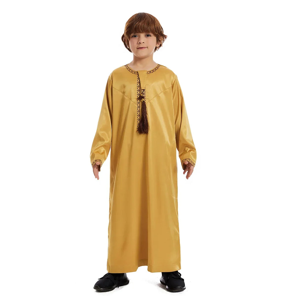 Eid Muslim Children Abaya Ramadan Jubba Prayer Thobe Boy Kids Abayas Islam Long Robe Gown Kaftan Dubai Arab Tassel Dishdasha