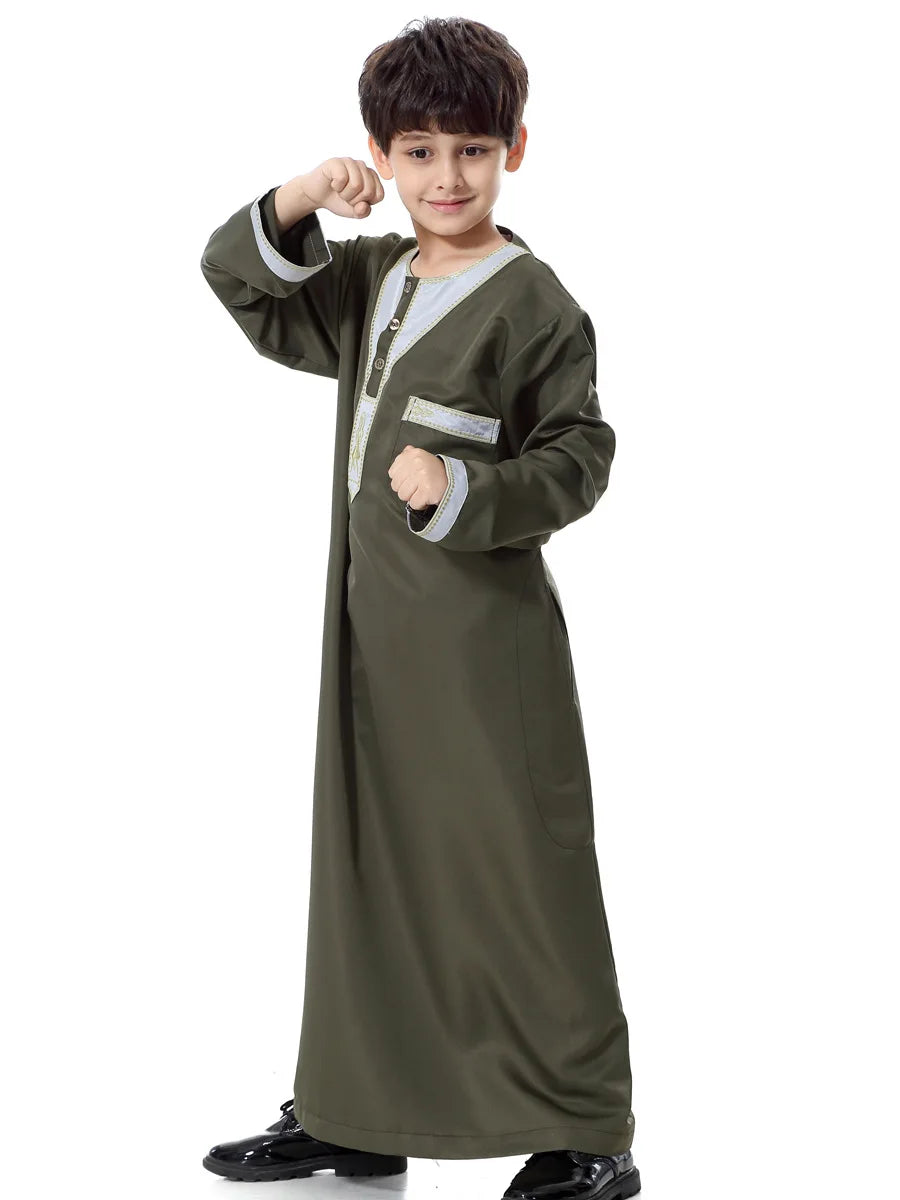 Eid Muslim Kids Abaya Jubba Thobe Dress Kimono Boy Thobe Thawb Caftan for Children Ramadan Long Robes Dress Dubai Arab 2026