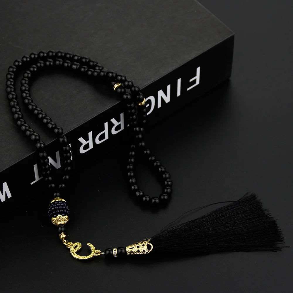 Sunspicems Allah Mohammed Rosary Bracelets TASBIH Muslim Prayer Beads Turkish Style 99 Beads Glass Pearls Charm Bracelets Gift