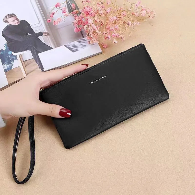 Women Wallet Female Purse Soft Leather Long Coin Purse Card Holder Money Clutch Large Capacity Vintage Zipper Slim Wallet
