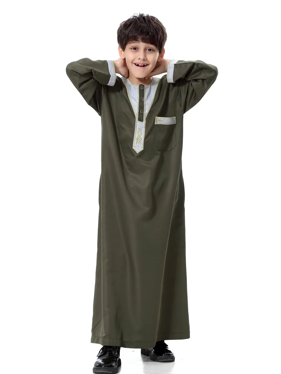 Eid Muslim Kids Abaya Jubba Thobe Dress Kimono Boy Thobe Thawb Caftan for Children Ramadan Long Robes Dress Dubai Arab 2026