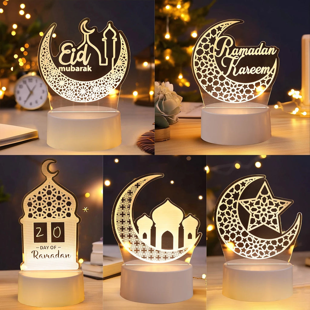 3D Led Lamp Ramadan Night Light Led Moon Star Eid Bedroom Decoration Light Ornament Ramadan Decoration For Home