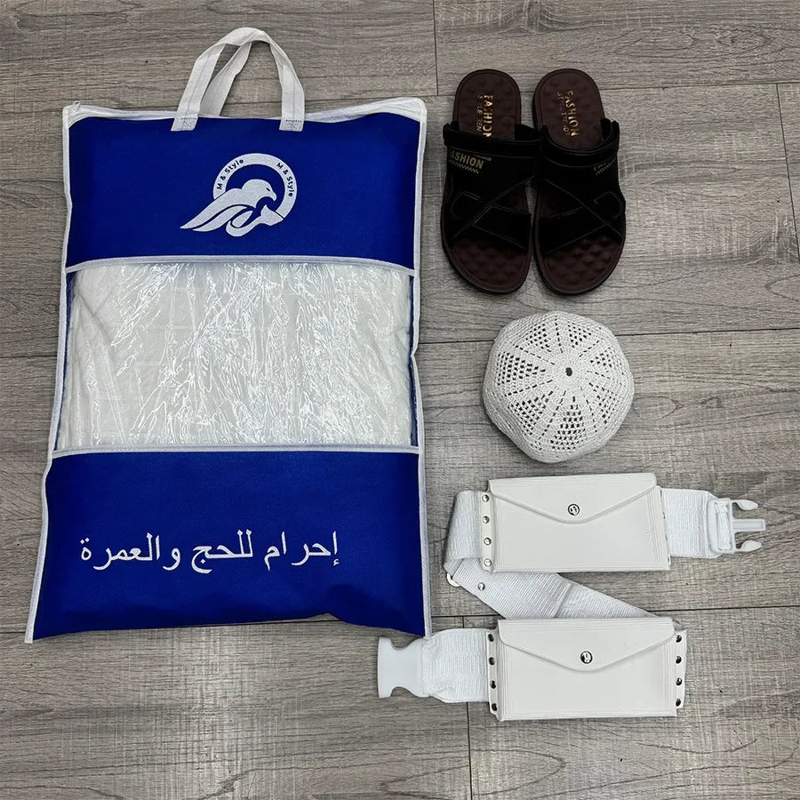 Hajj Ihram Prayer Towel Set Pilgrimage Waist Bag Ceremony Box Clothing Set for Men Women Children Summer Season