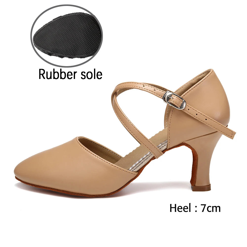 Women Dance Shoes Latin Party Tango Jazz Elegant Dancing Shoes Lace-up Suede Sole Closed Toe Microfiber Leather 7 Colors