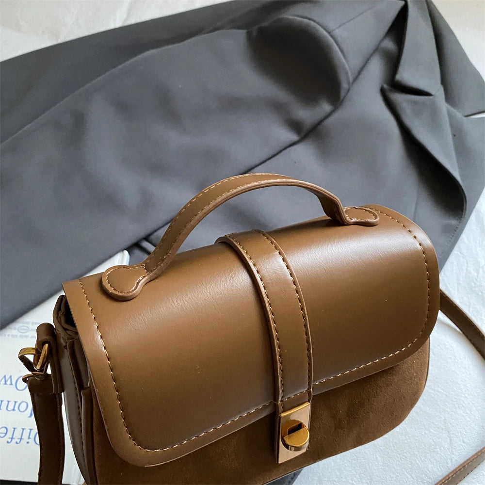 Branded Mini Square Flap Cross Body Bags For Women Luxury Designer Purses And Handbags PU Suede Shoulder Saddle Bag