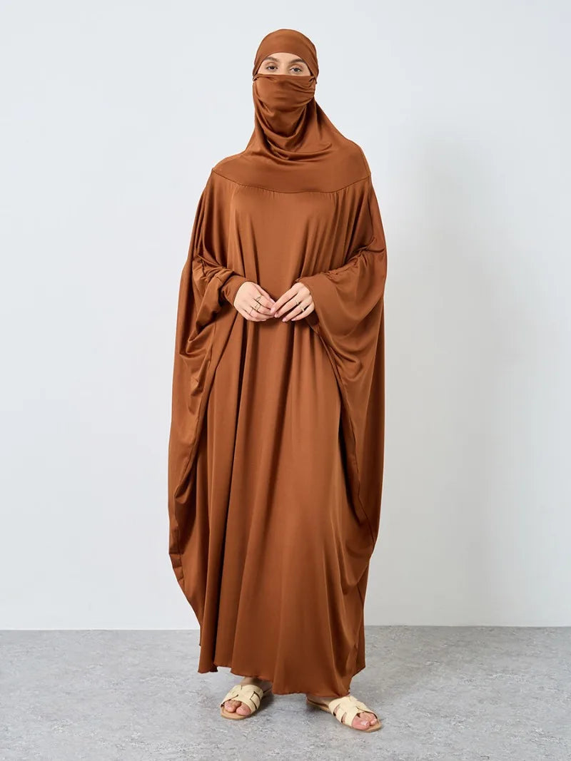 Islamic Prayer Abaya Muslim Women Abayas Long Sleeve Hooded Modesty Ramadan Dresses With Hijab Jilbabs Middle Eastern Kaftans