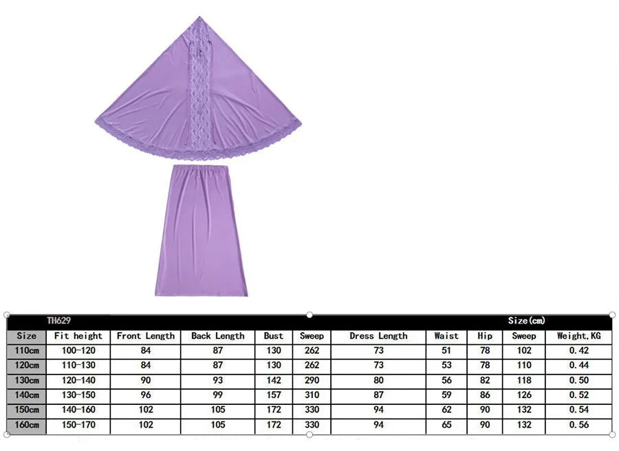 Ramadan Eid Kaftan Girls Khimar Abaya Set Kids Dubai Turkey 2 Piece Hijab Muslim Dress Islam Khimar Skirt Robe Prayer Clothes