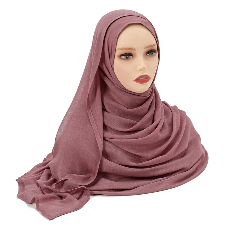 Rayon Viscose Muslim Woman Hijab Cotton Plain Musulman Scarves Solid Islamic Shawls and Wraps Soft Women's Turban Headband Veil