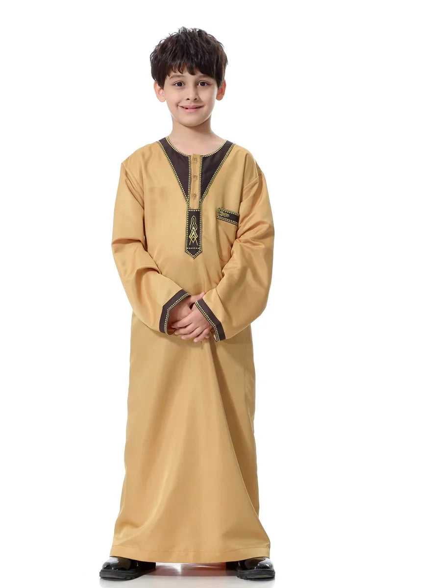 Eid Muslim Kids Abaya Jubba Thobe Dress Kimono Boy Thobe Thawb Caftan for Children Ramadan Long Robes Dress Dubai Arab 2026