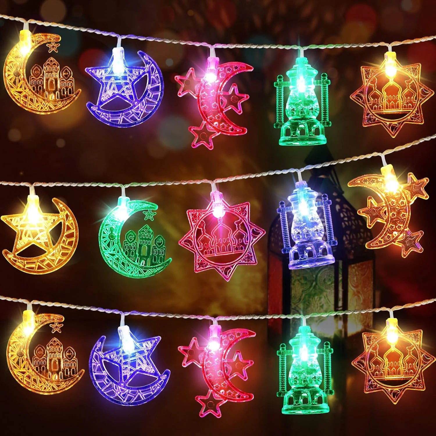 3M EID Mubarak Decor Moon Star LED Light String Muslim Islamic LED String Lights Ramadan Kareem Party Supplies Home Ornament