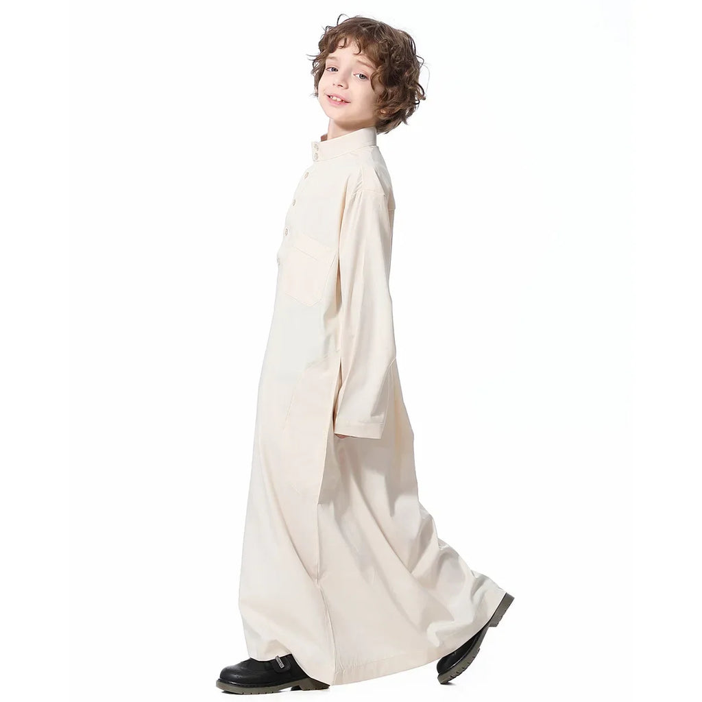 Muslim Saudi Arab Boys Robe Kids Abaya Kaftan Prayer Islam Ramadan Clothing Long Sleeve Thobe Middle East Teenage Dress Dubai