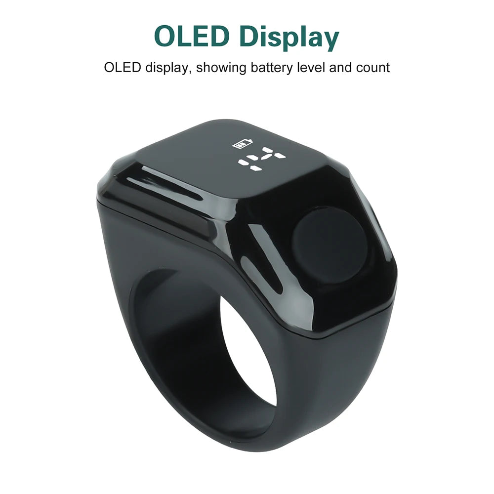 Smart Ring Counter Bluetooth APP Control OLED Display Silent Touch Type-C Rechargeable Muslims Zikr Ring Prayer Finger Counter
