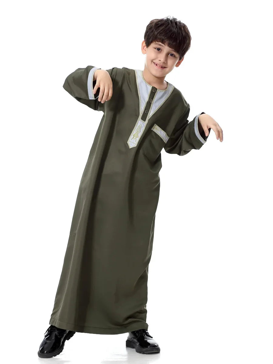 Eid Muslim Kids Abaya Jubba Thobe Dress Kimono Boy Thobe Thawb Caftan for Children Ramadan Long Robes Dress Dubai Arab 2026