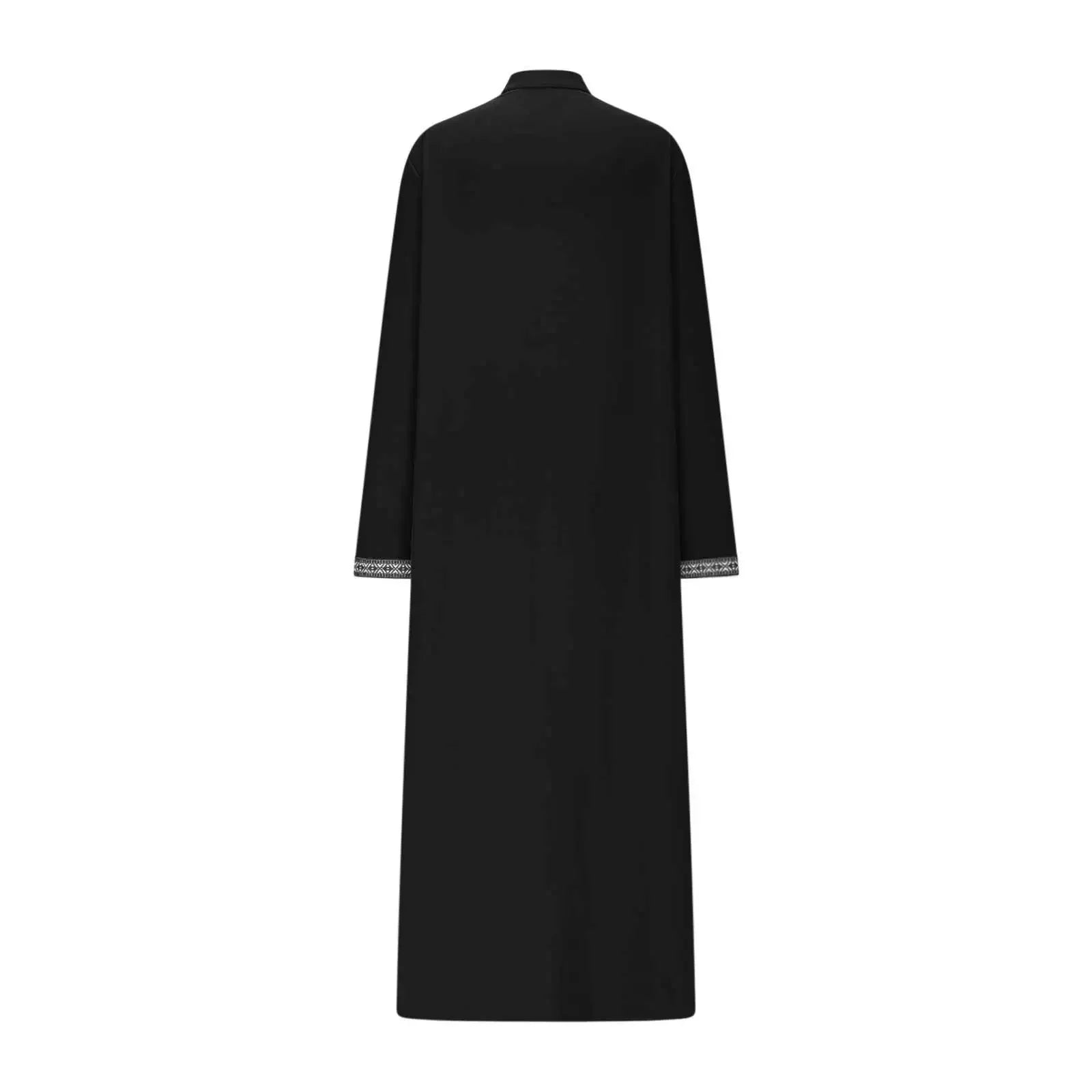 Men's Muslim Long Robe Zipper Collar Arabic Style Simple Cross-Border Long Coat Jacket Casual Wardrobe Essential