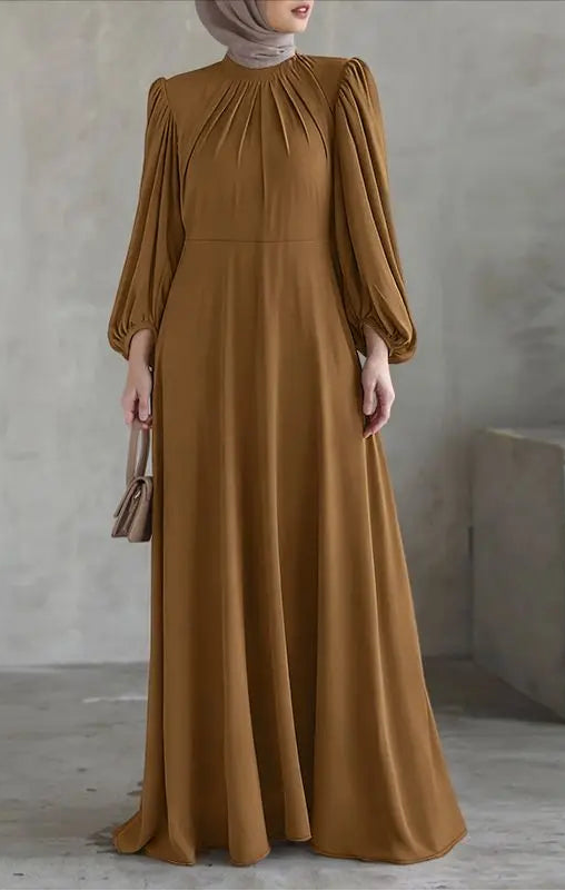 Dress Abaya High Waist Pleated Party Dress Dubai Robe Turkey Kaftan Vestido