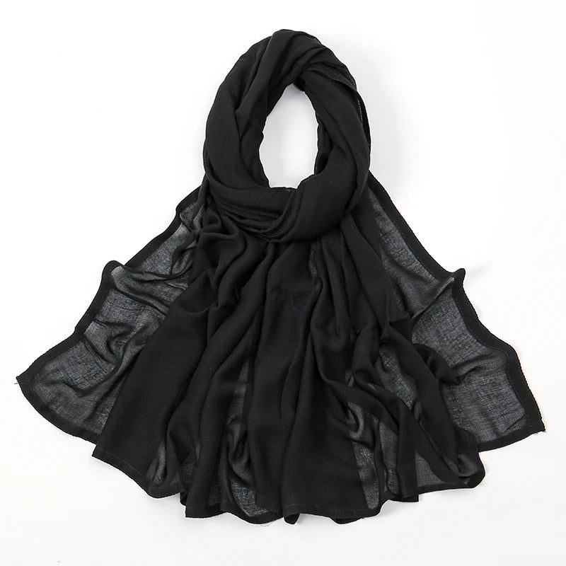 Muslim Hijabs for Women Scarf Thin Plain Shawls Femme Musulman Soft Viscose Rayon Headscarf Islamic Turban Headband 200x85cm