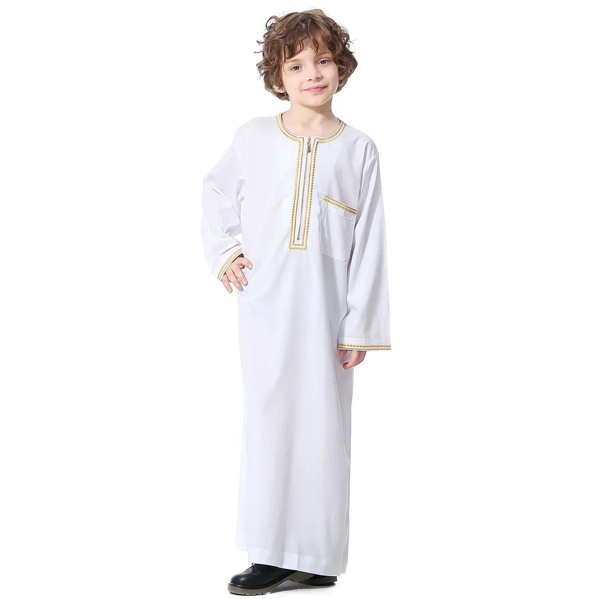 Muslim Saudi Arab Boys Robe Kids Abaya Kaftan Prayer Islam Ramadan Clothing Long Sleeve Thobe Middle East Teenage Dress Dubai